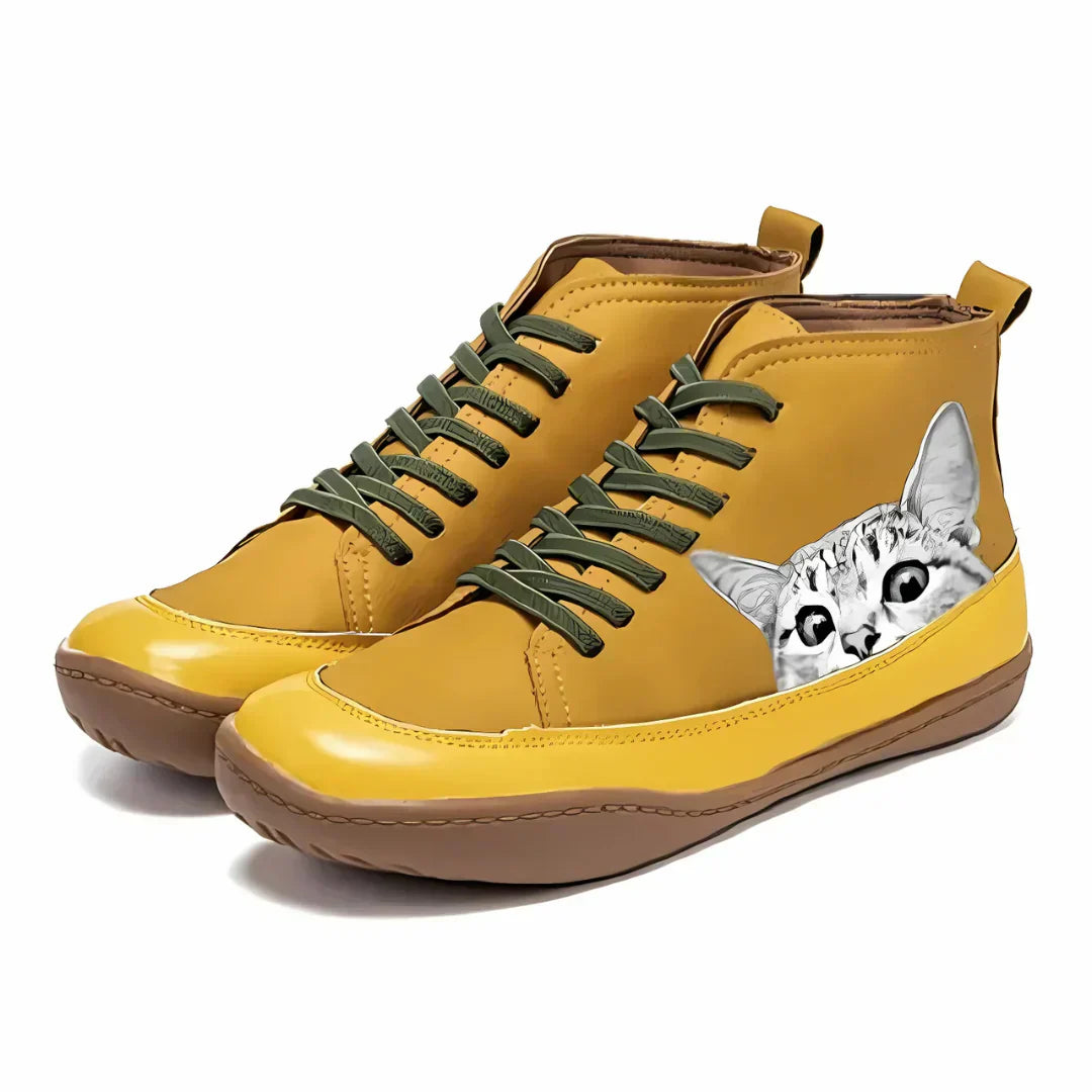 Bjørghild | Unike Sneakers med Katteprint