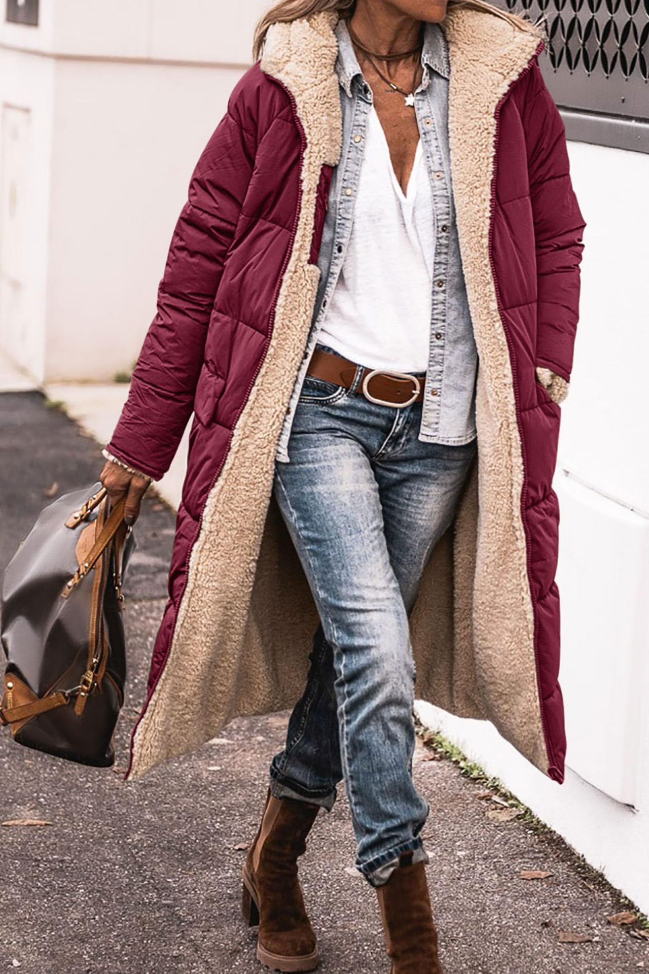 Johna – Luxe Reversibel Sherpa Kåpe
