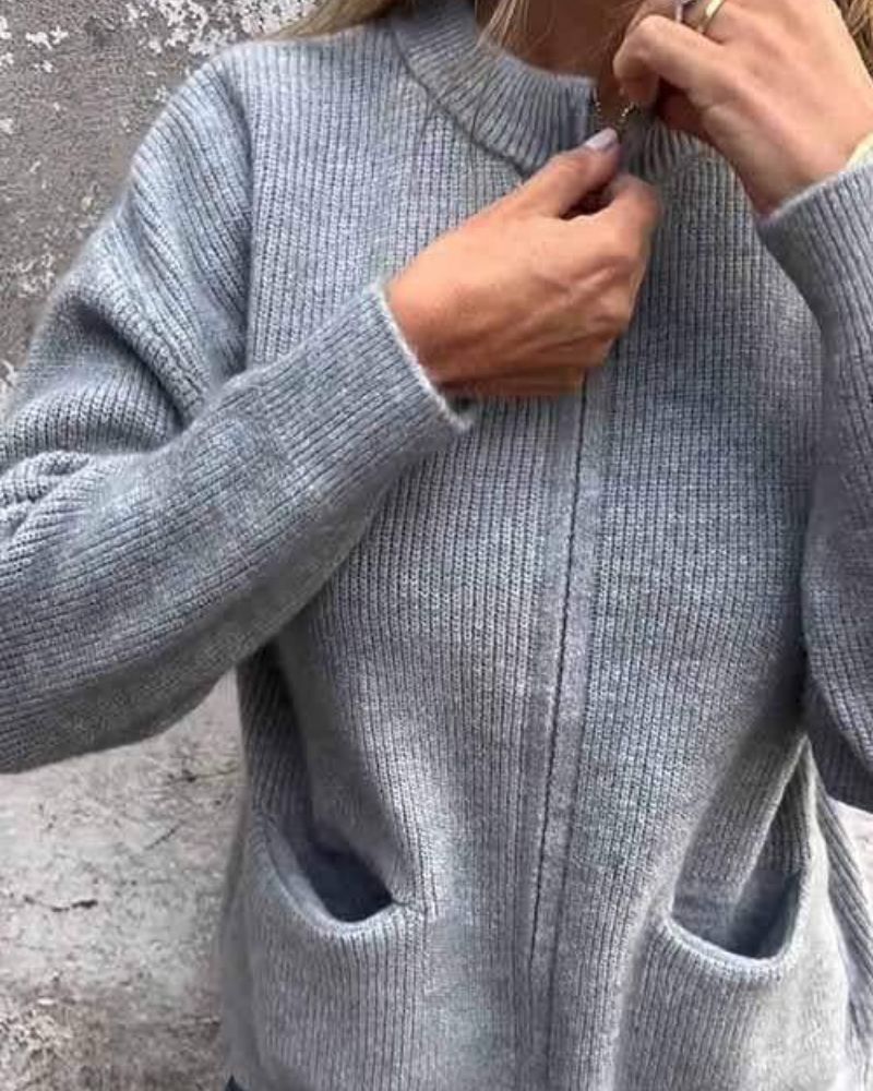 Tovhilda | Cardigan med Glidelås og Lommer
