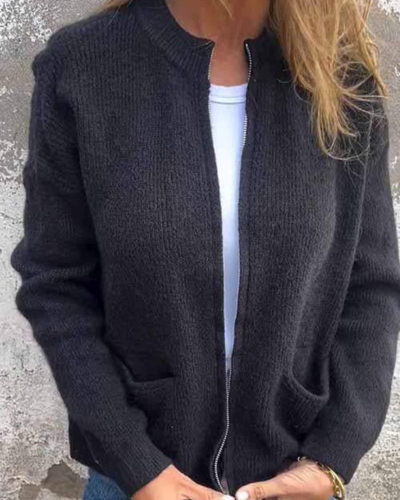 Tovhilda | Cardigan med Glidelås og Lommer