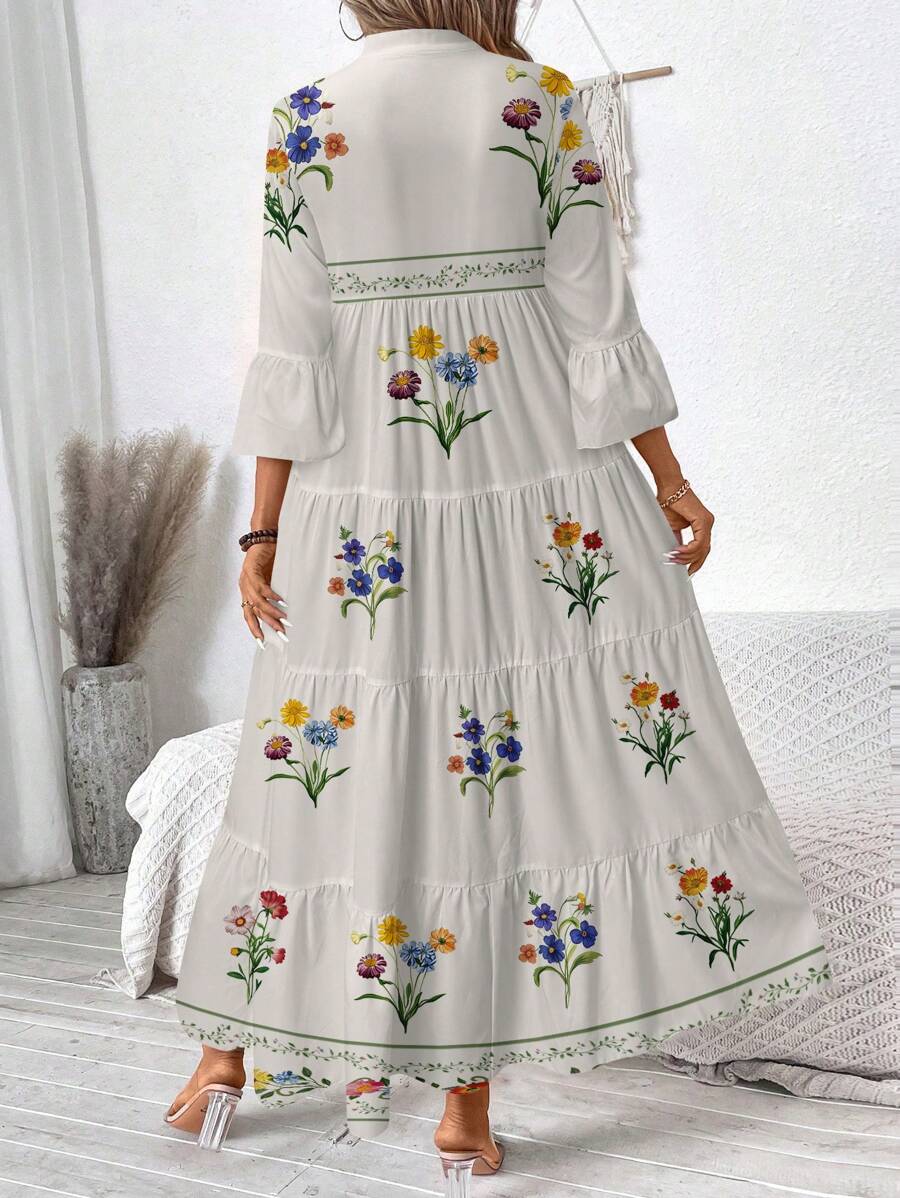 Hegfrid | Blomstrete Bohemkjole I Full Lengde