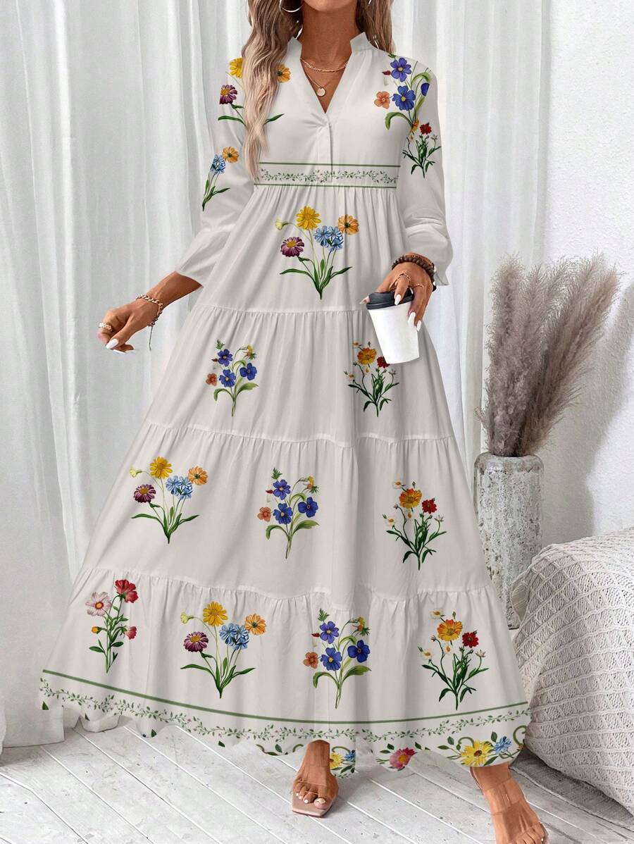 Hegfrid | Blomstrete Bohemkjole I Full Lengde