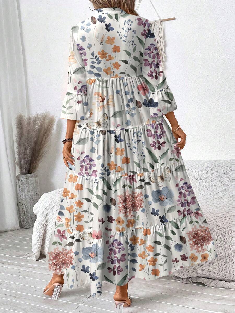 Hegfrid | Blomstrete Bohemkjole I Full Lengde