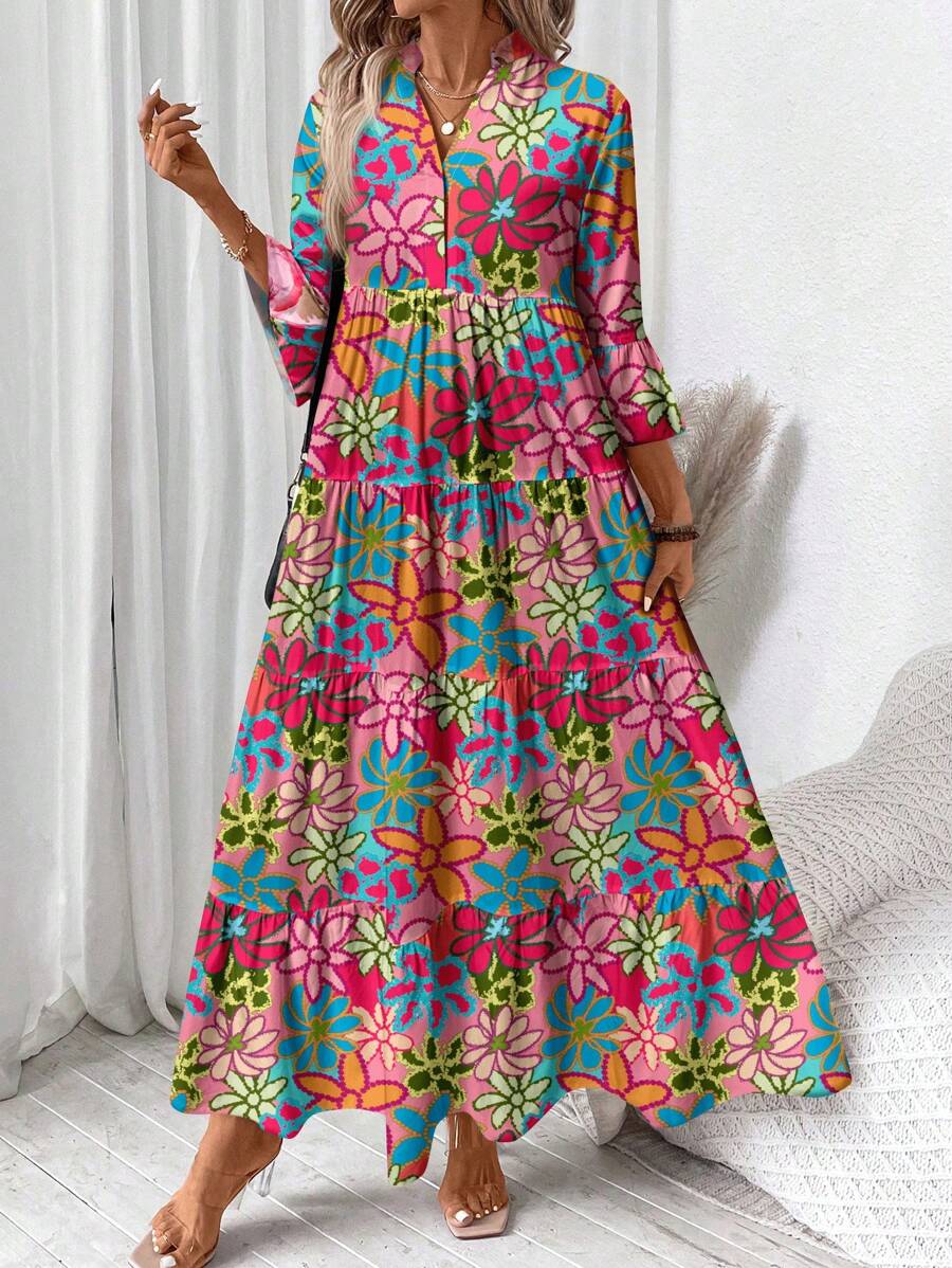Hegfrid | Blomstrete Bohemkjole I Full Lengde