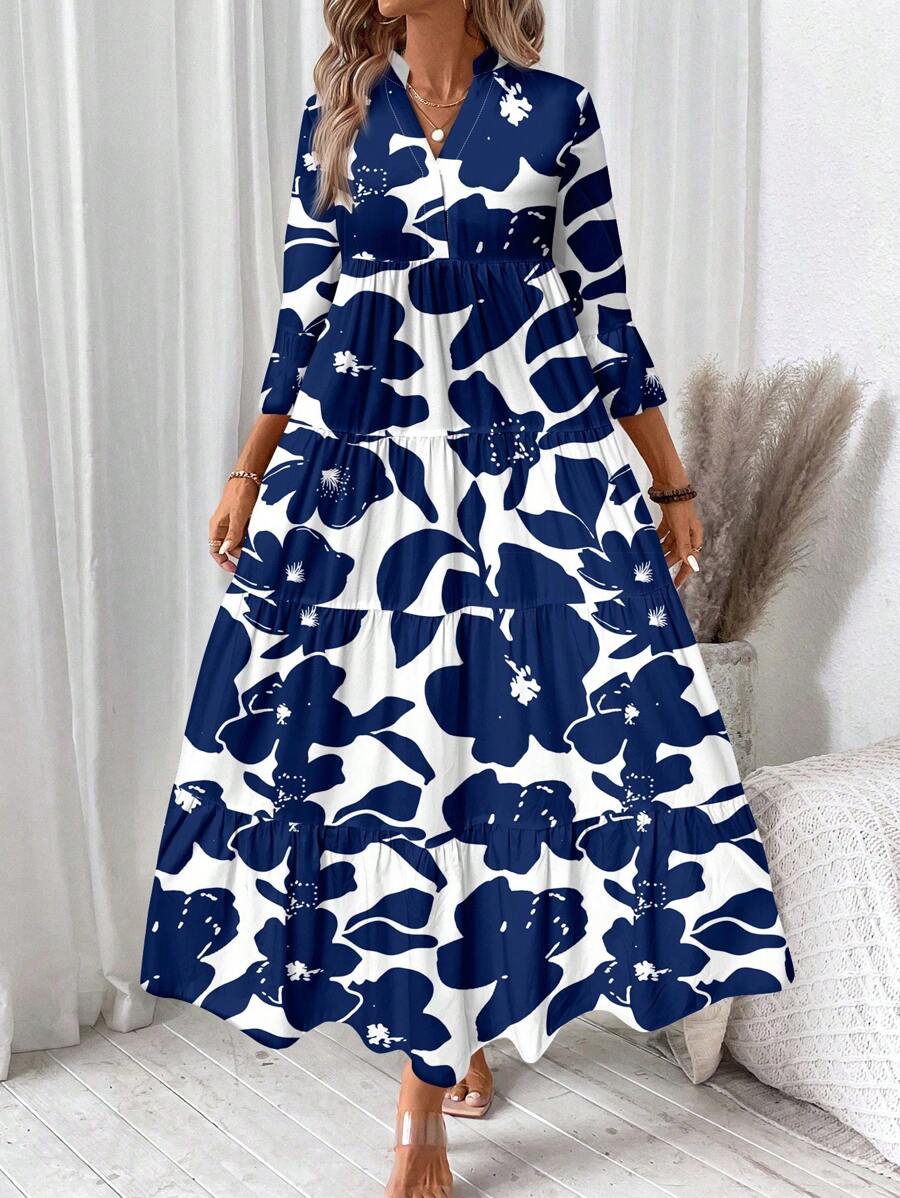 Hegfrid | Blomstrete Bohemkjole I Full Lengde