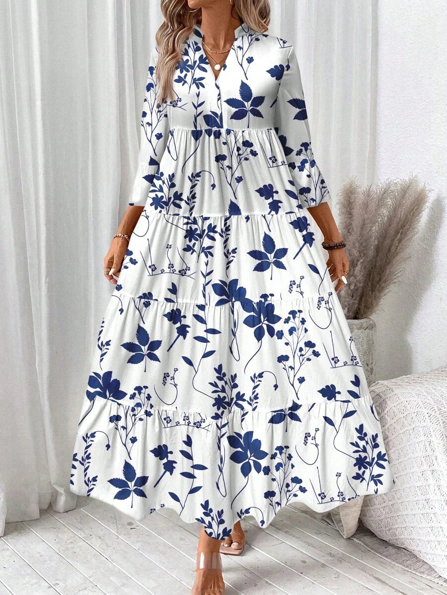 Hegfrid | Blomstrete Bohemkjole I Full Lengde