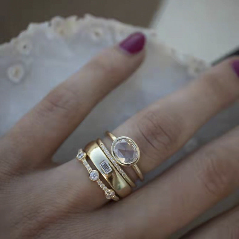 Chloe – Vintage Gull & Zirkonia Ring Sett
