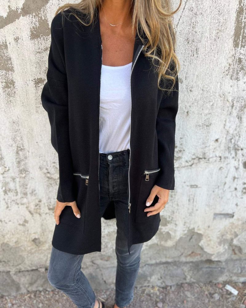 Lene | Lang Cardigan med Minimalistisk Preg