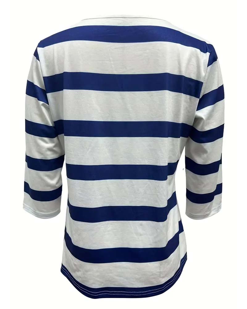 Marit | Stripete Bluse med V-hals