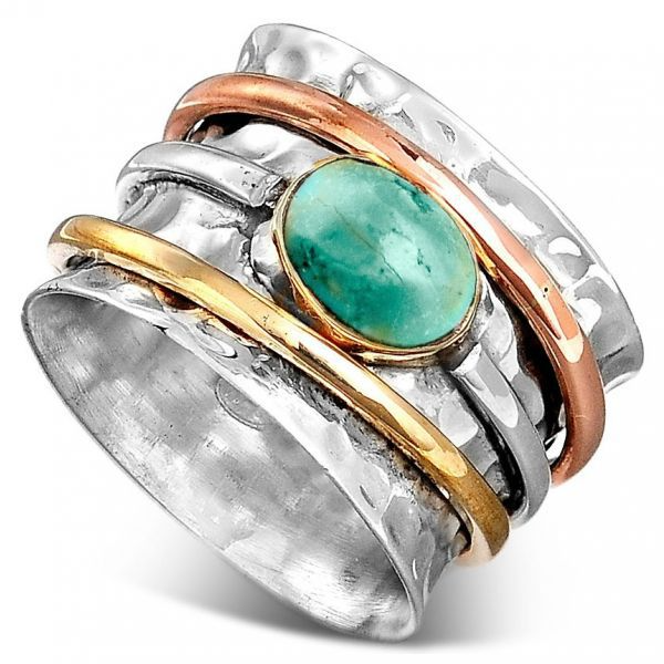 Denise – Vintage Gull & Sølv Turkis Ring
