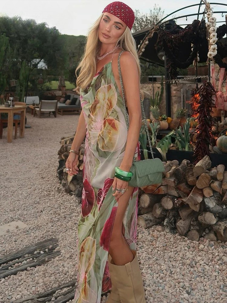 Isla - Uten Rygg Chiffon Maxi Kjole