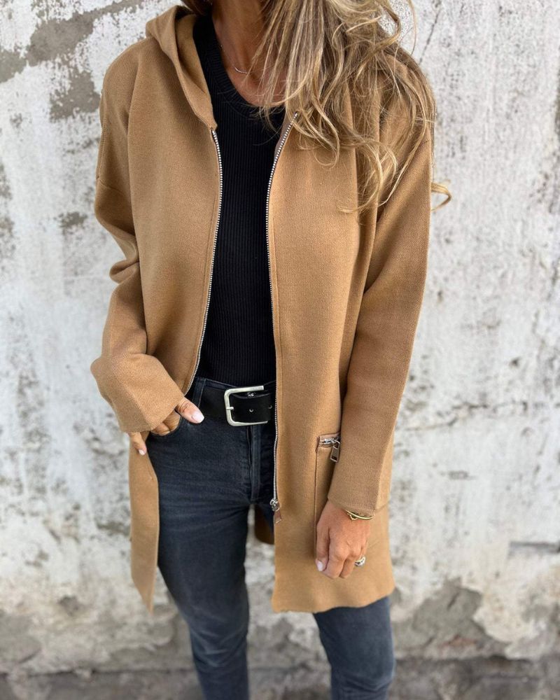 Lene | Lang Cardigan med Minimalistisk Preg