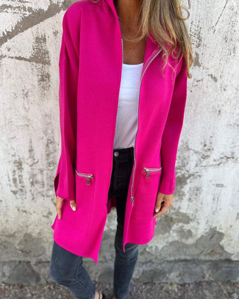 Lene | Lang Cardigan med Minimalistisk Preg