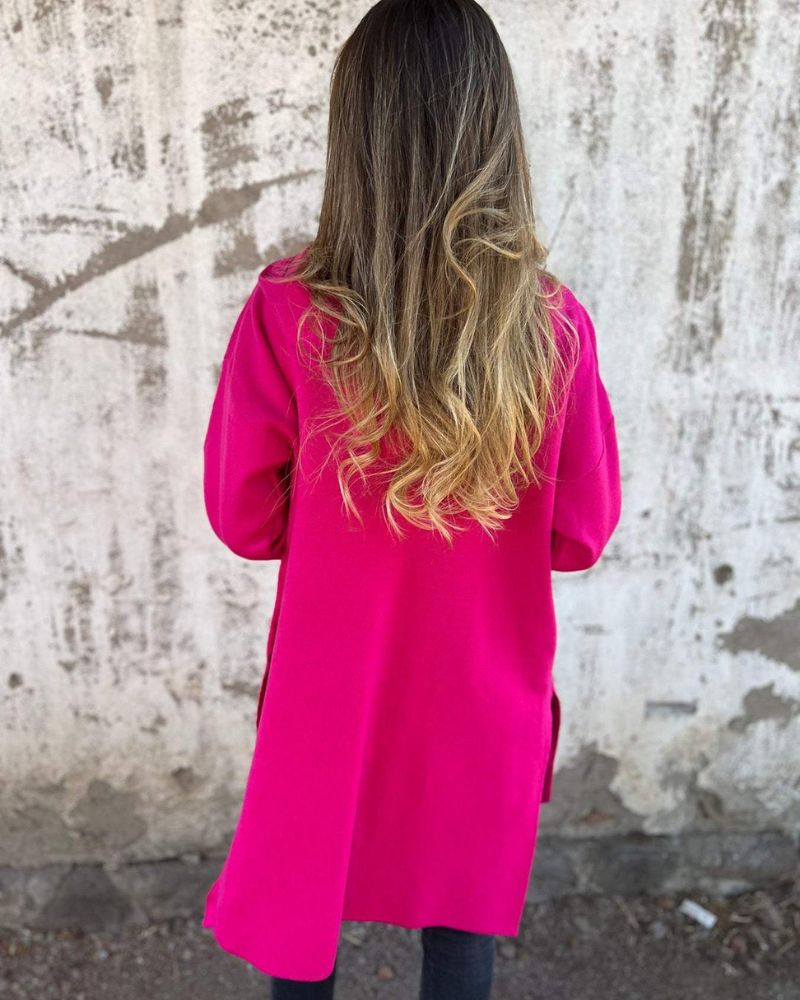 Lene | Lang Cardigan med Minimalistisk Preg