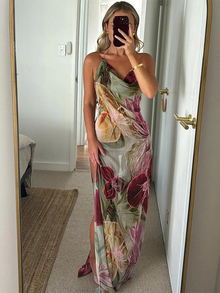 Isla - Uten Rygg Chiffon Maxi Kjole