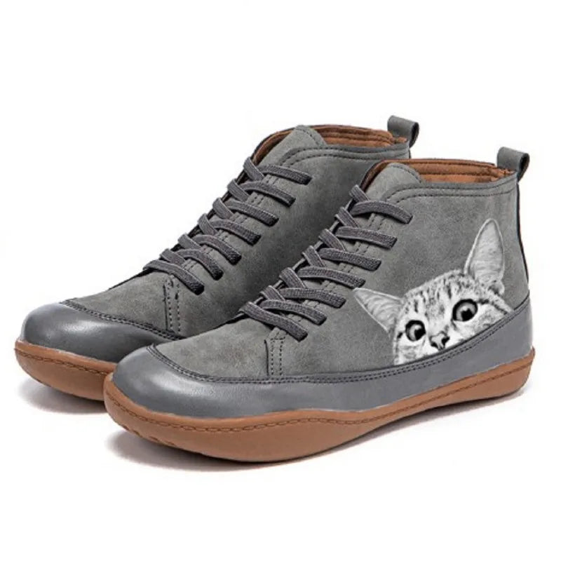Bjørghild | Unike Sneakers med Katteprint