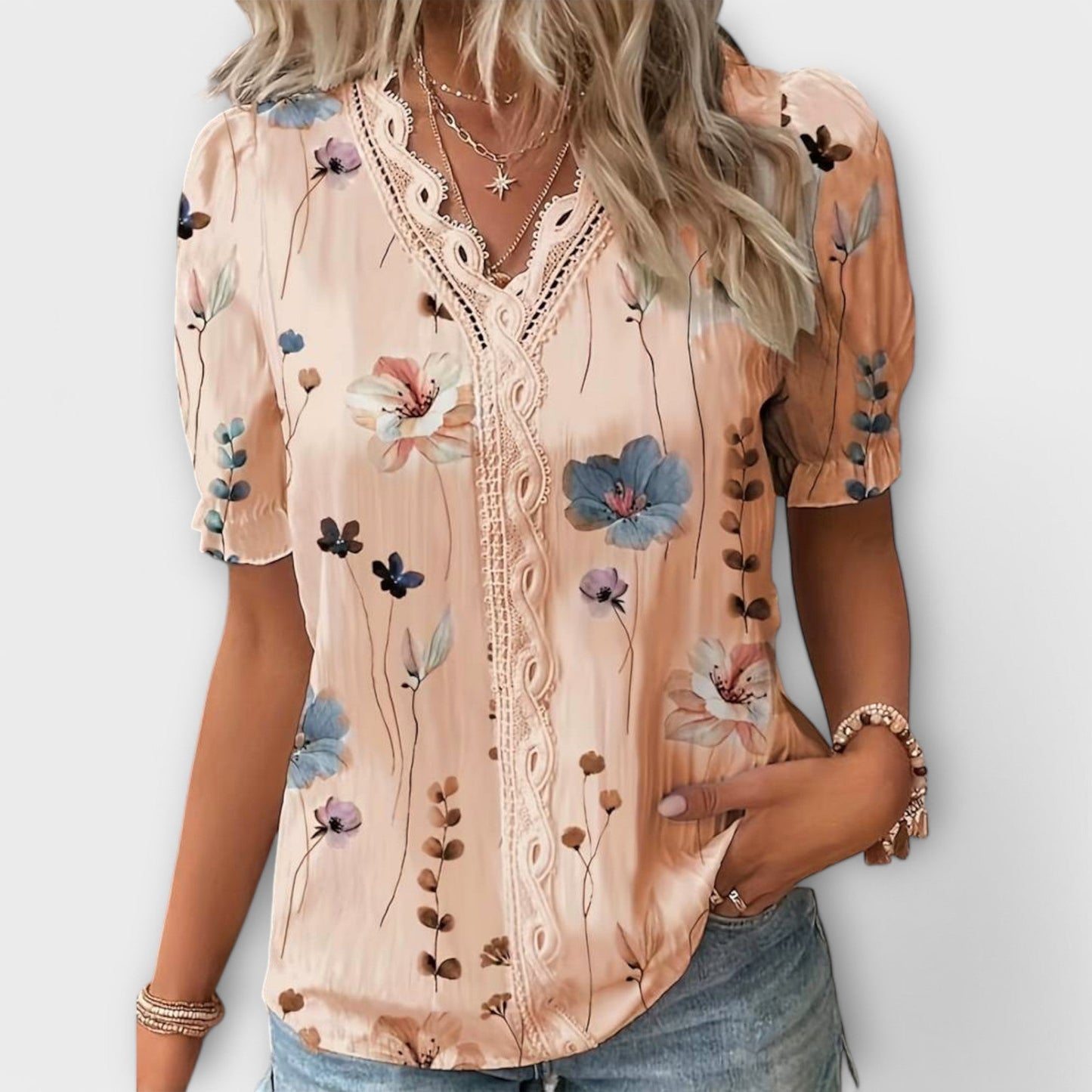 Thyra | Tidlause Bluse med V-hals