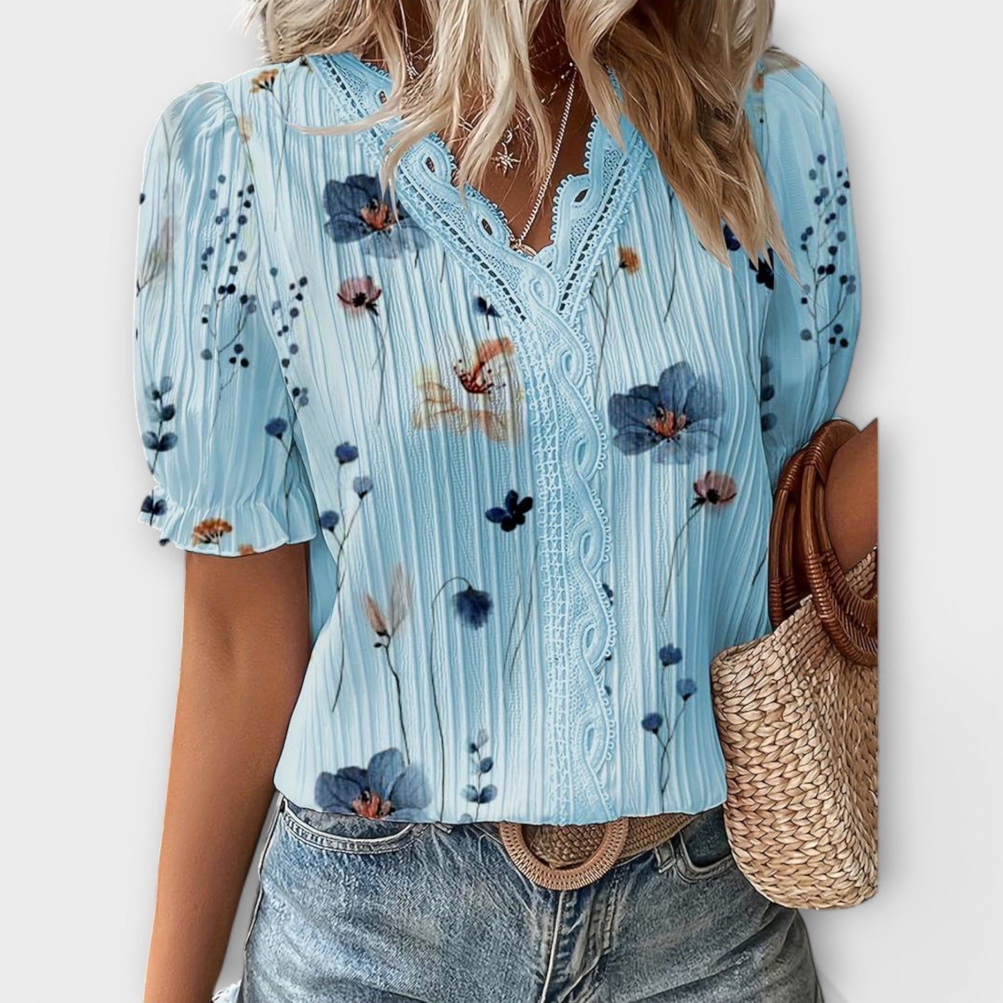 Thyra | Tidlause Bluse med V-hals