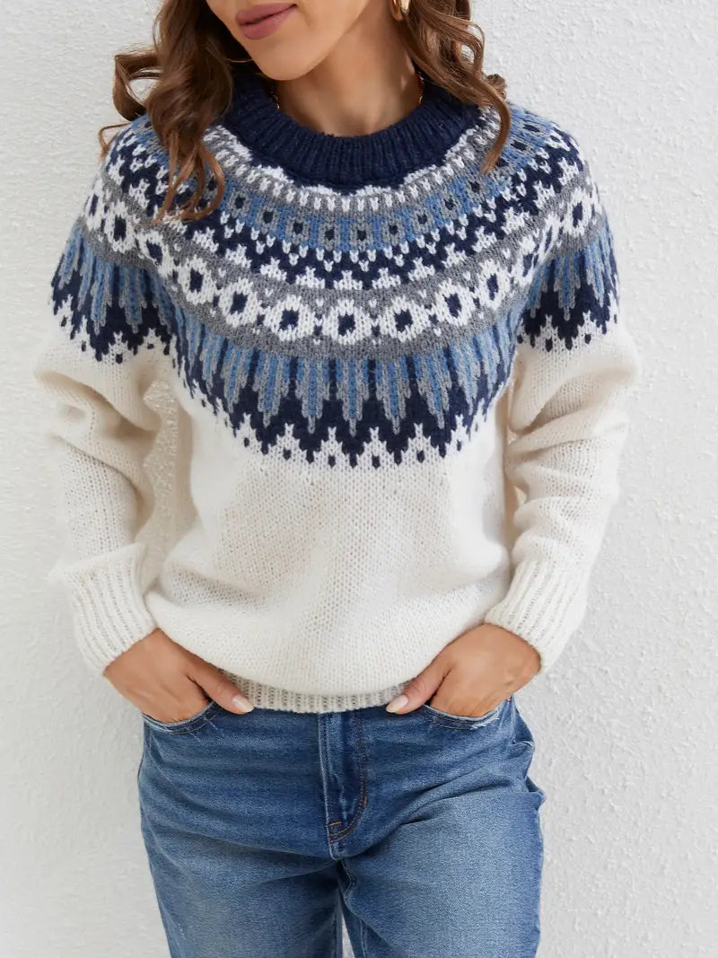 Kvinnens fashionable mønstrede genser
