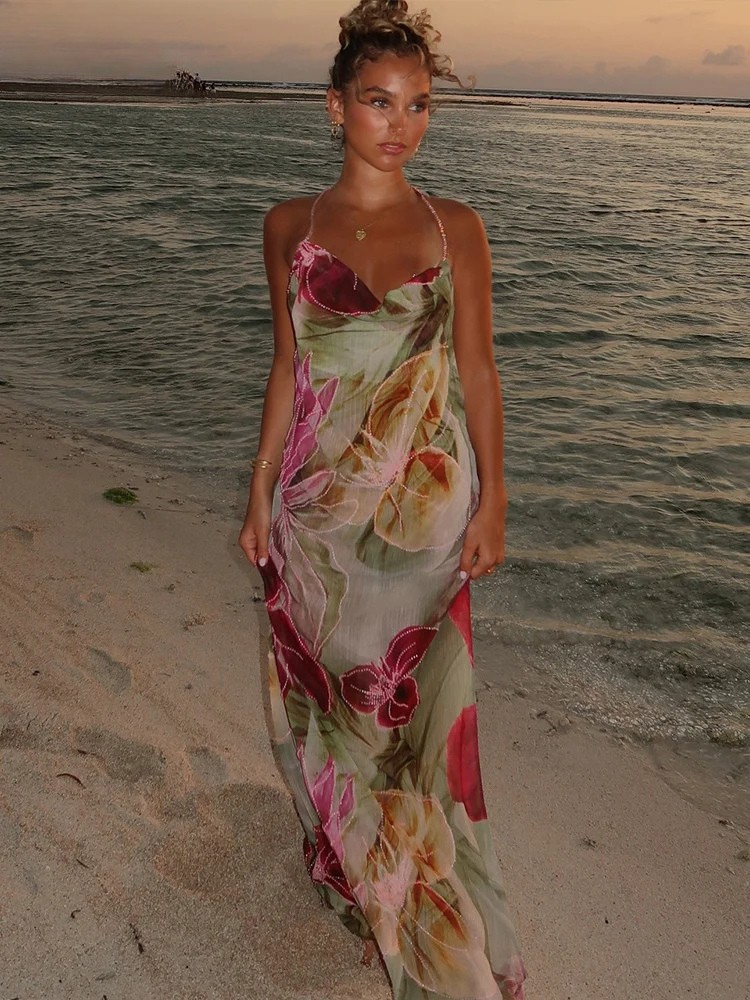 Isla - Uten Rygg Chiffon Maxi Kjole