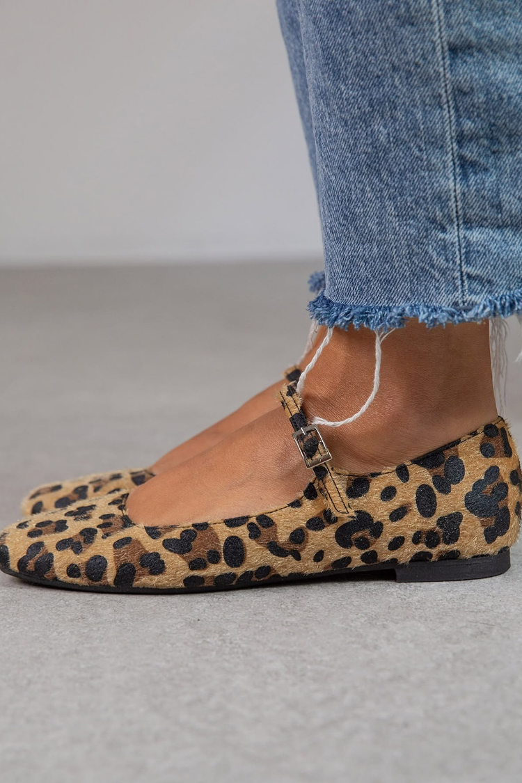 Lida | Leopardmønstrede ballerinasko med rem