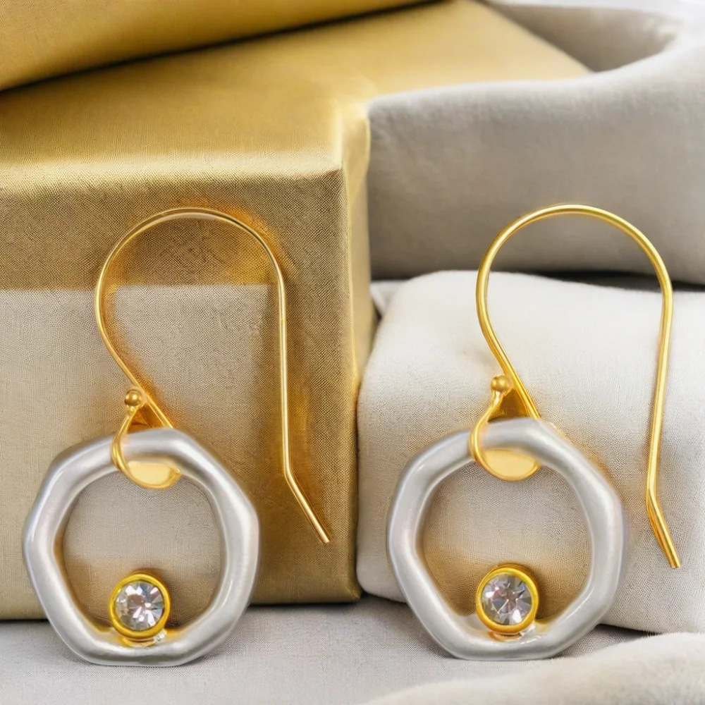 Luella – Vintage Gull & Sølv Zirconia Øredobber