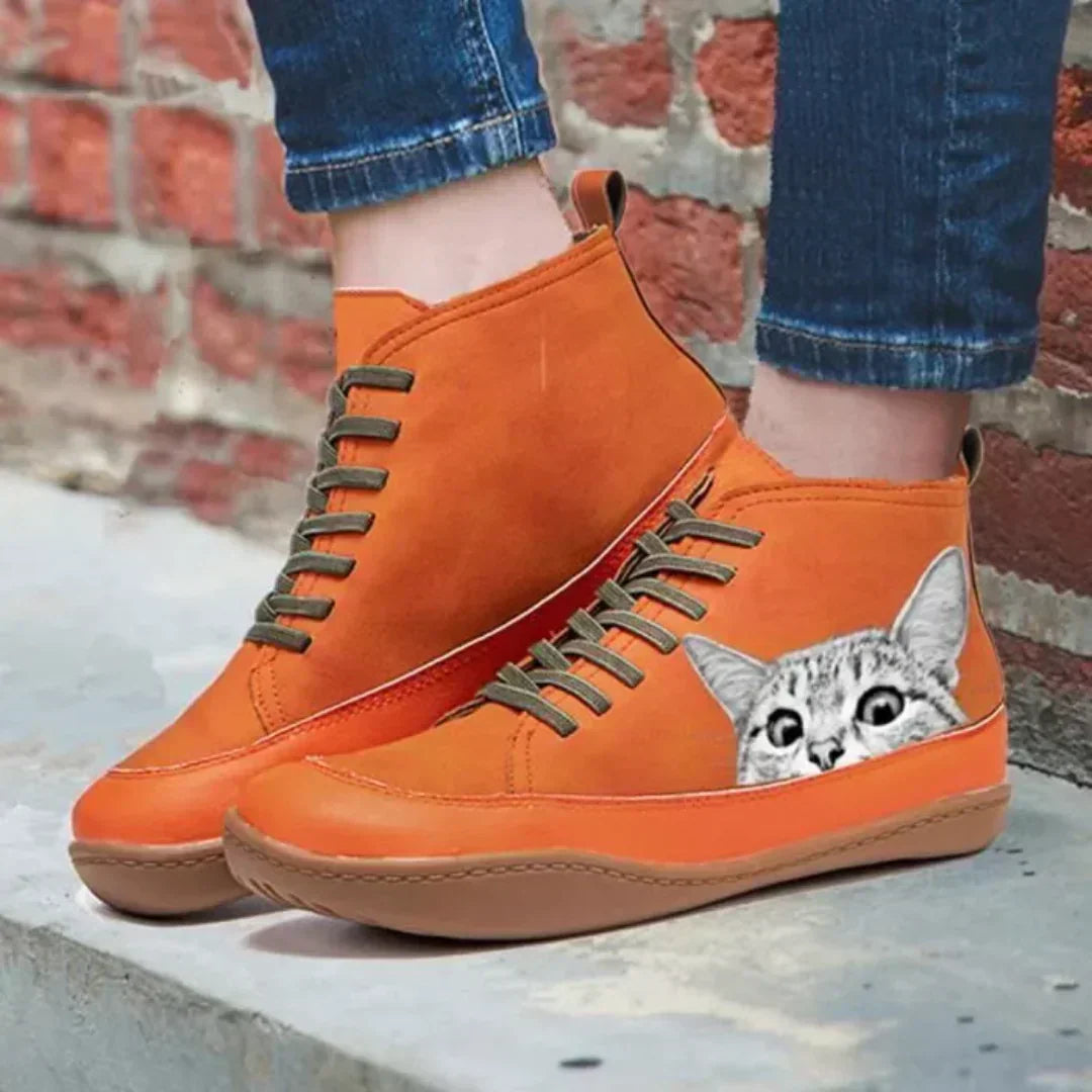 Bjørghild | Unike Sneakers med Katteprint