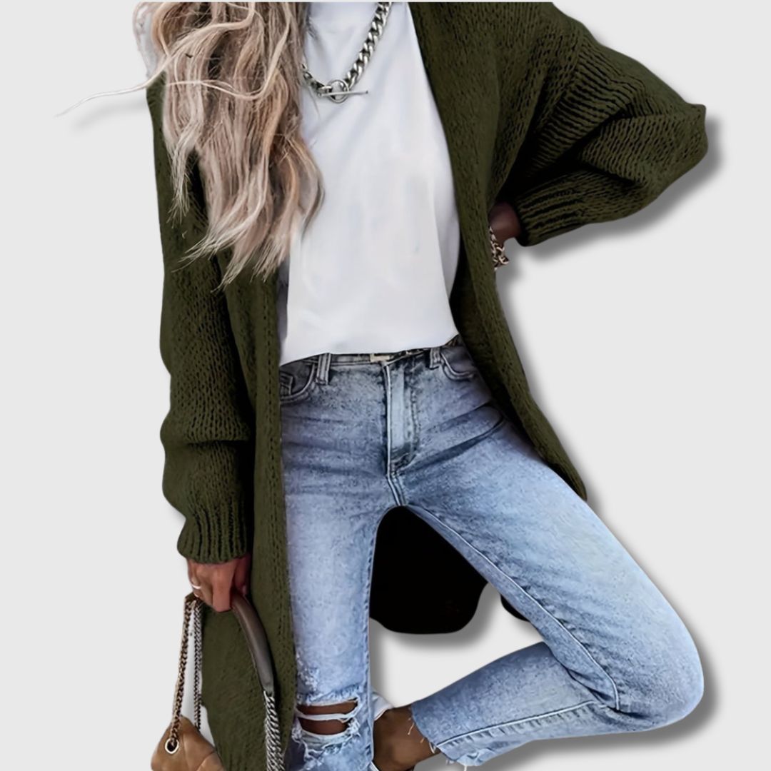 Vågset | Lang Ribbestrikket Cardigan for Kvinner