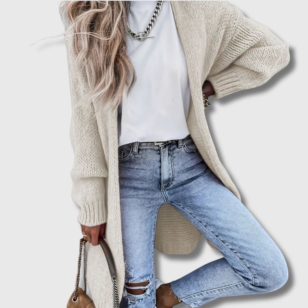 Vågset | Lang Ribbestrikket Cardigan for Kvinner