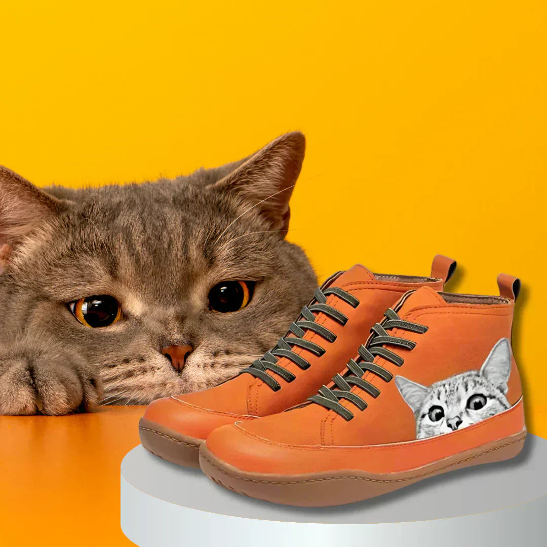 Bjørghild | Unike Sneakers med Katteprint