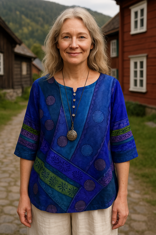 Embla | Komfortabel og Fargerik Topp med Halvlange Ermer