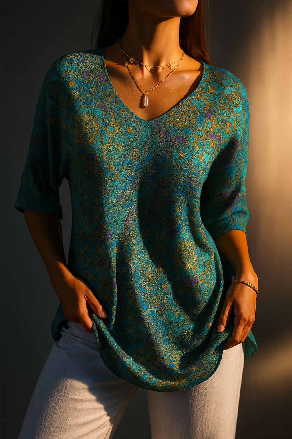 Olianne | Bluse med Elegant Mønster