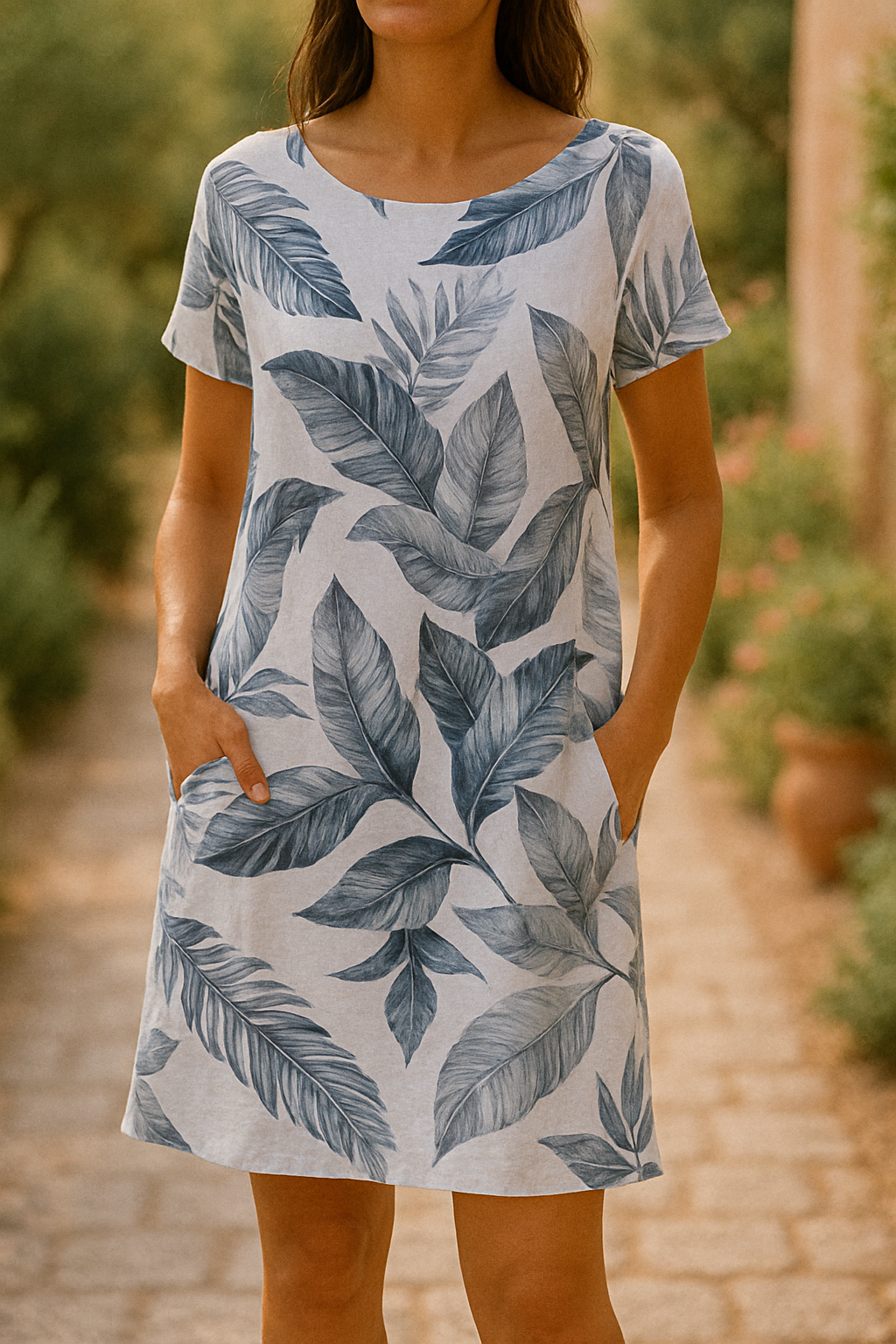 Eilina | Elegant Midi-Kjole Med Botanisk Utskrift