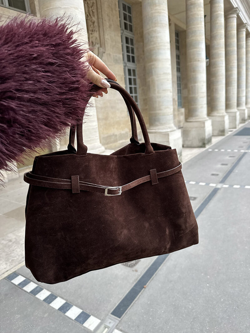 Camille | Elegant Håndveske i Semsket Skinn