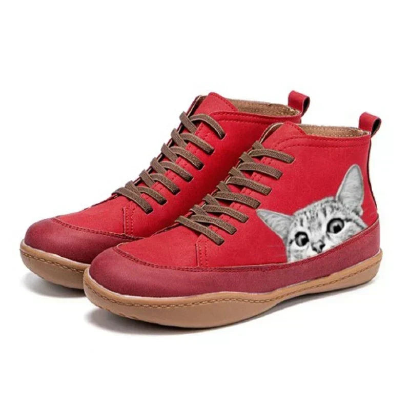 Bjørghild | Unike Sneakers med Katteprint