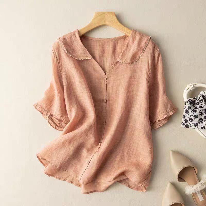 Anniken | Bluse med Brodert Krage