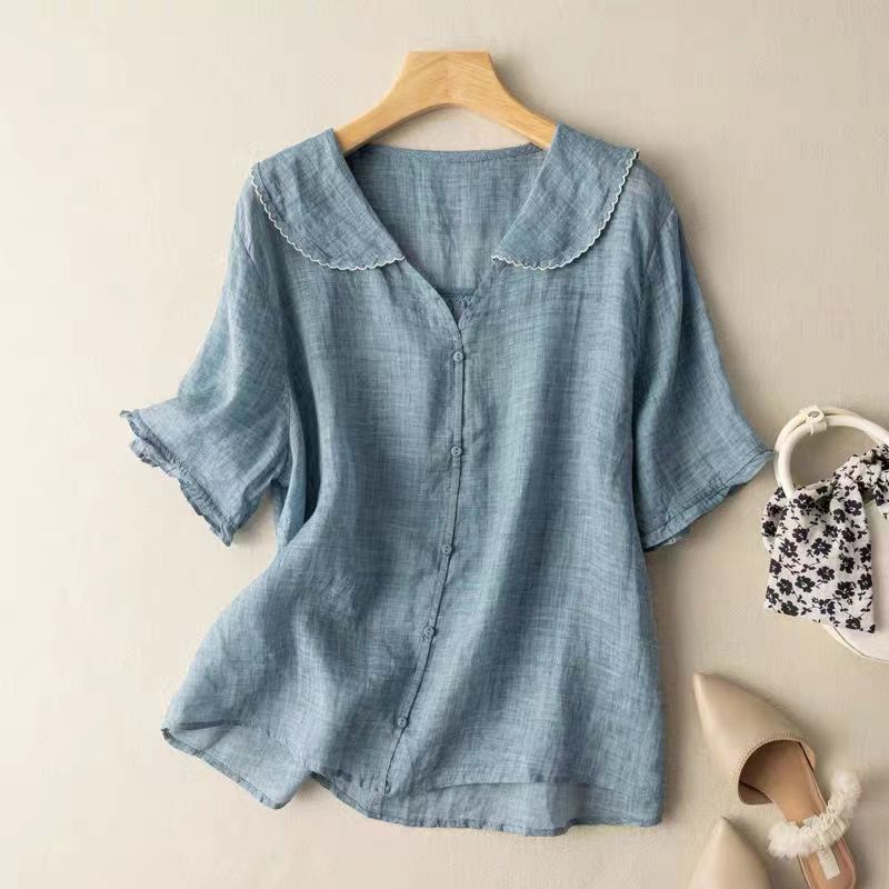Anniken | Bluse med Brodert Krage
