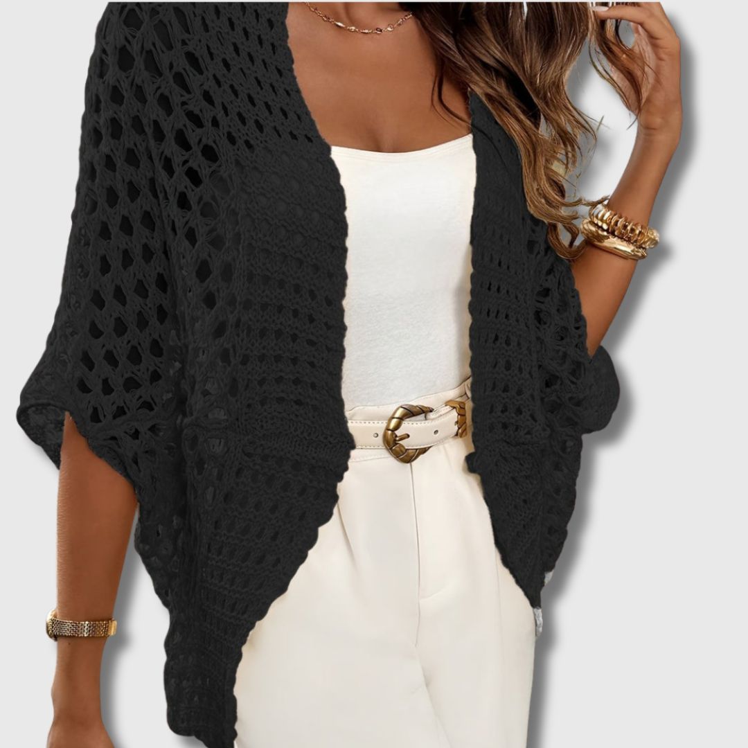 Eidvågen | Kort Åpen Heklet Cardigan for Kvinner