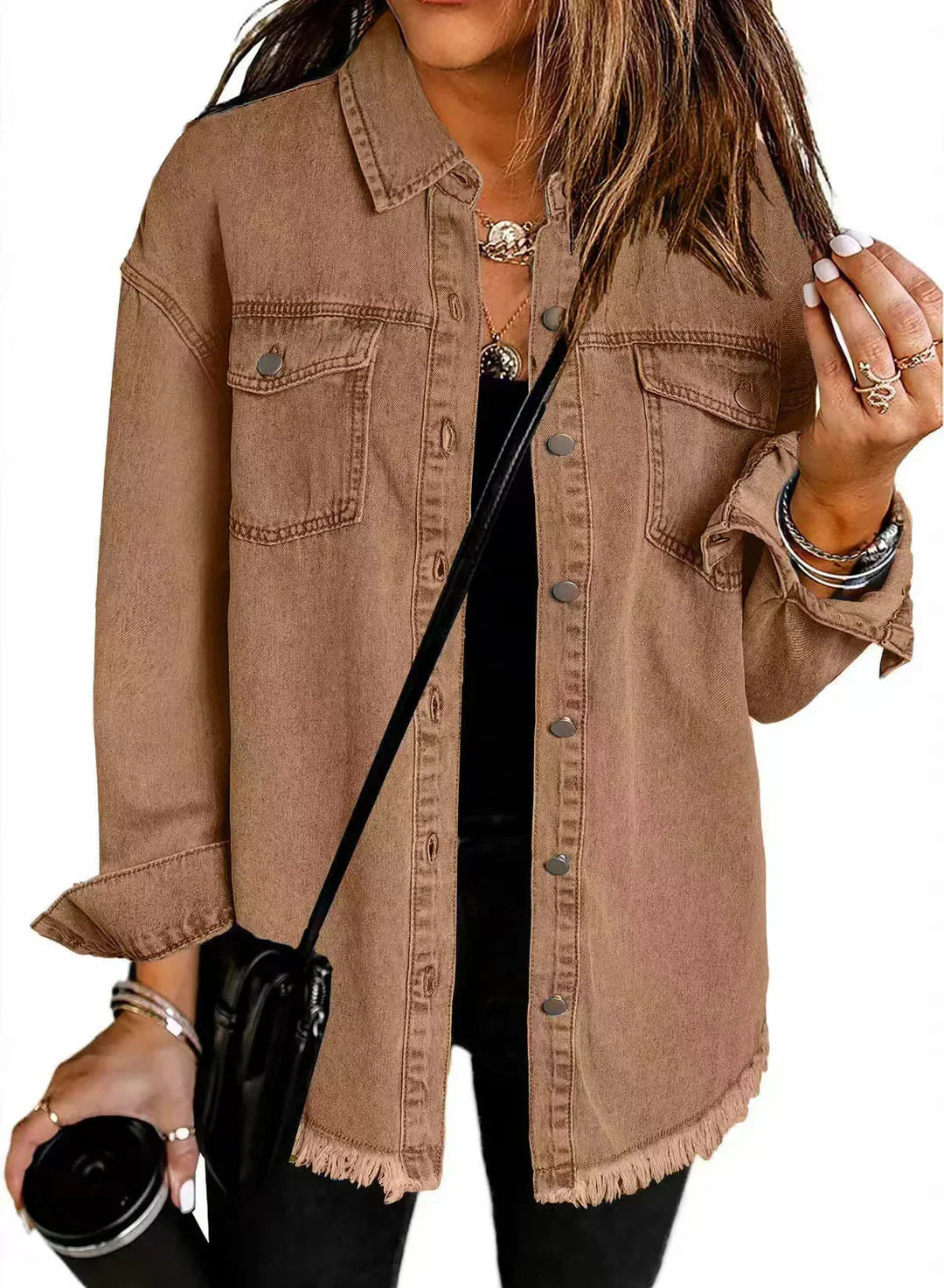 Jartrud | Trendy Denimskjorte med Rå Kant