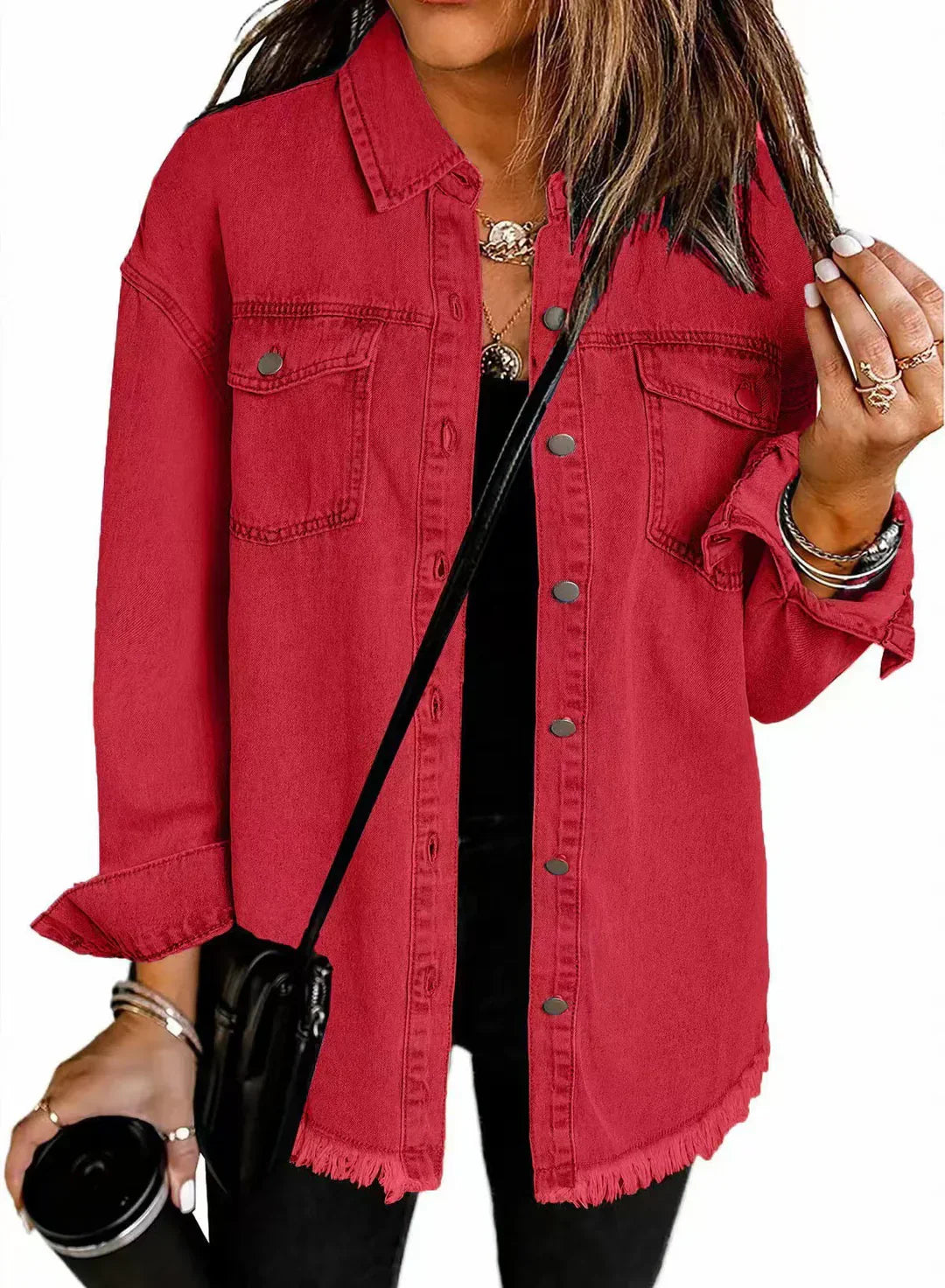 Jartrud | Trendy Denimskjorte med Rå Kant