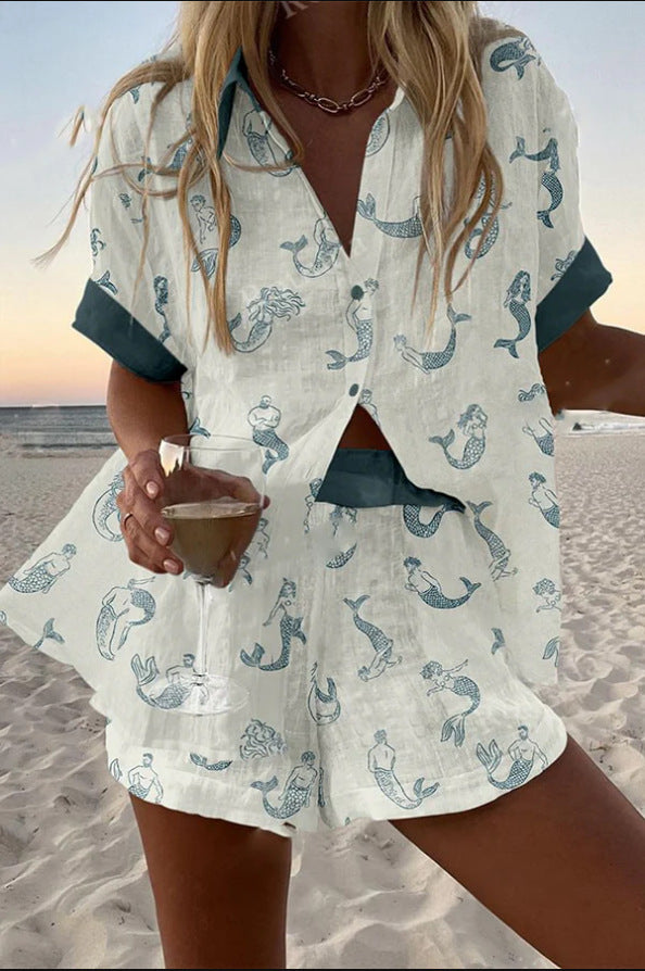 Florie | Kort linsett med sjøfrue-mønster