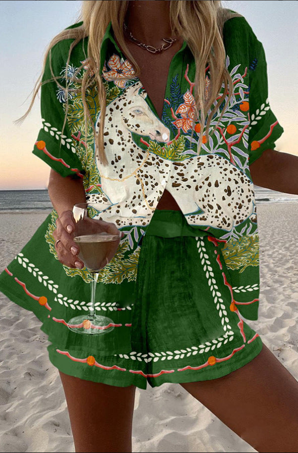 Élodie | Kort linsett med hesteprint