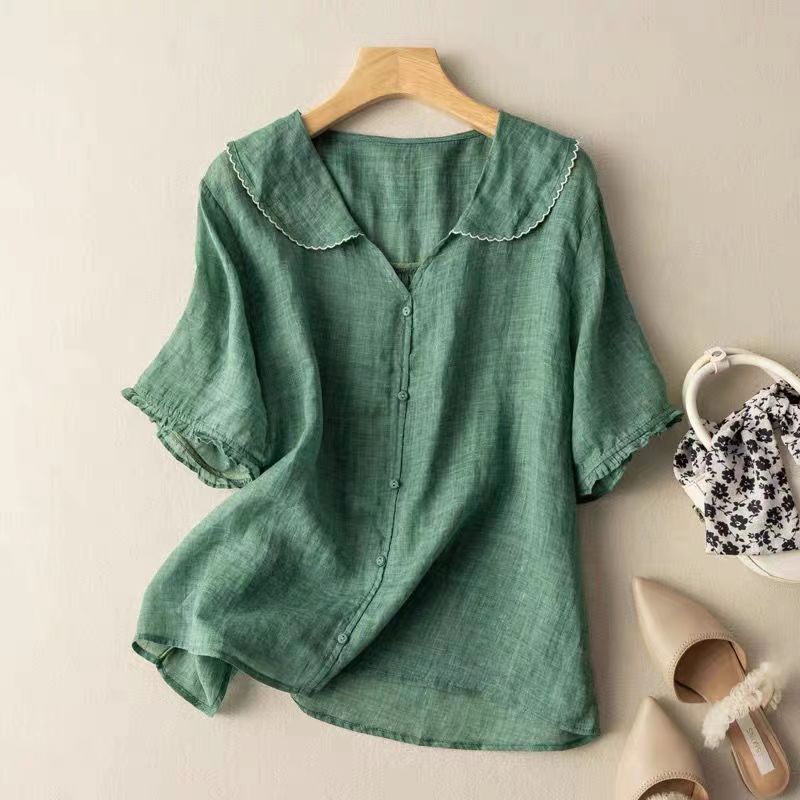 Anniken | Bluse med Brodert Krage