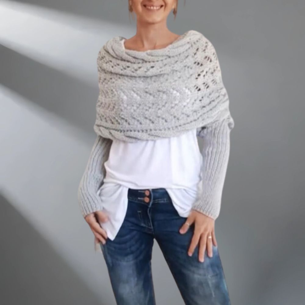 Alfhild | Strikket Poncho med Unikt Preg