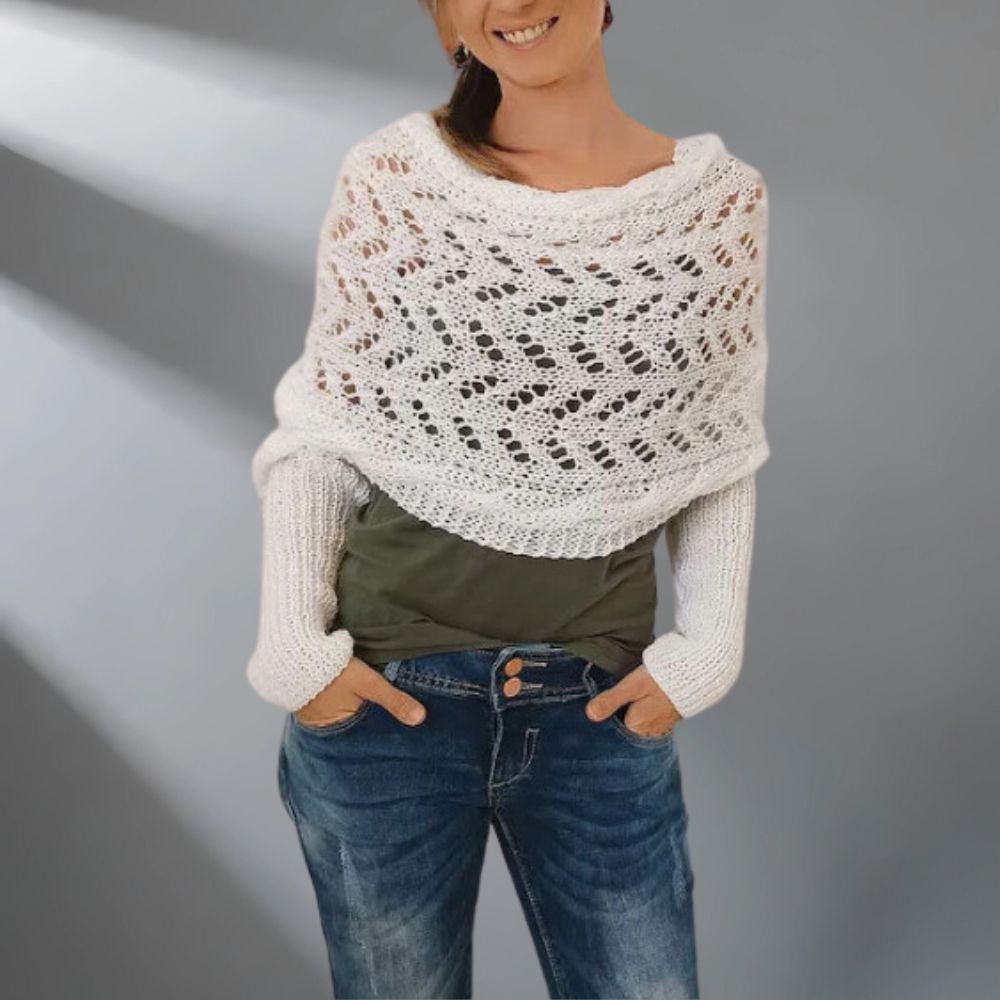 Alfhild | Strikket Poncho med Unikt Preg