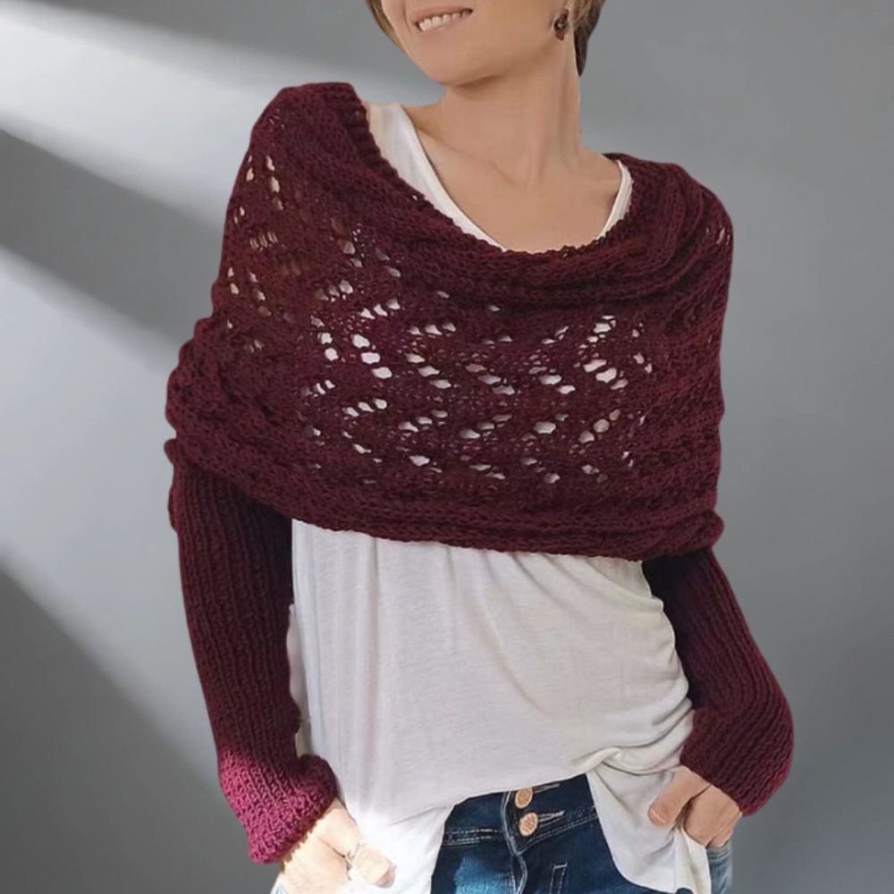 Alfhild | Strikket Poncho med Unikt Preg