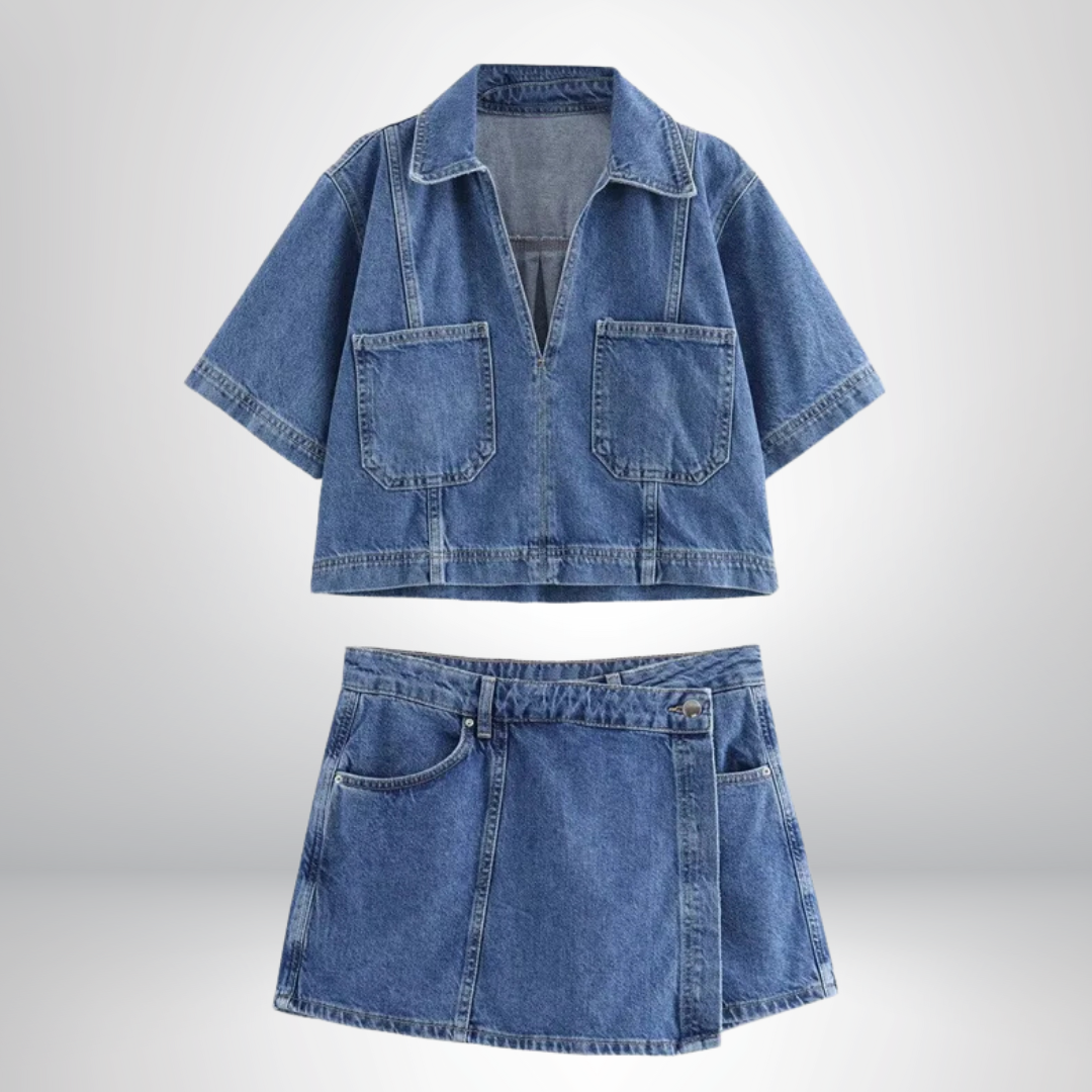 Pernille | V-Hals Denim Sett