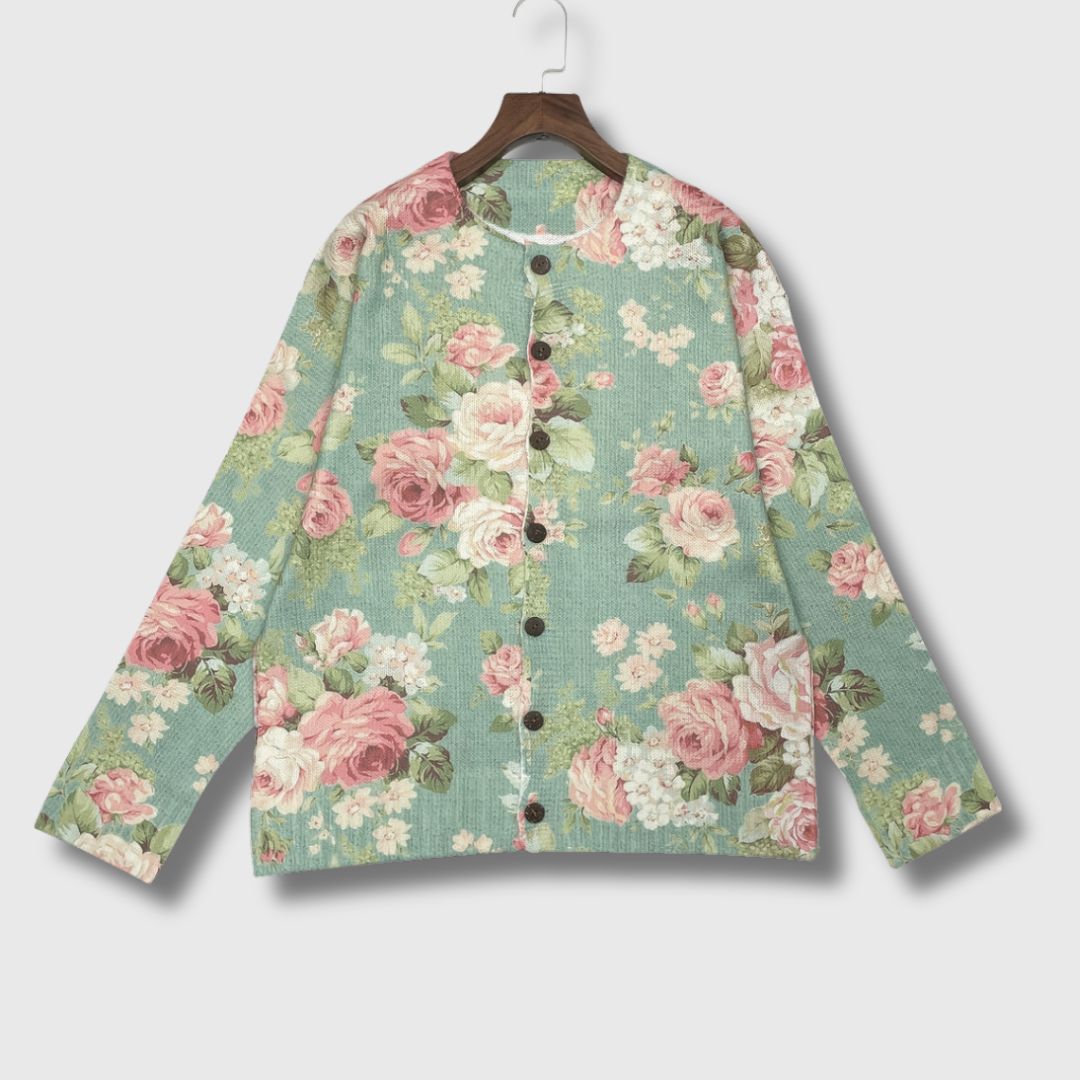 Gunvor | Blomstrete Cardigan med Knapper