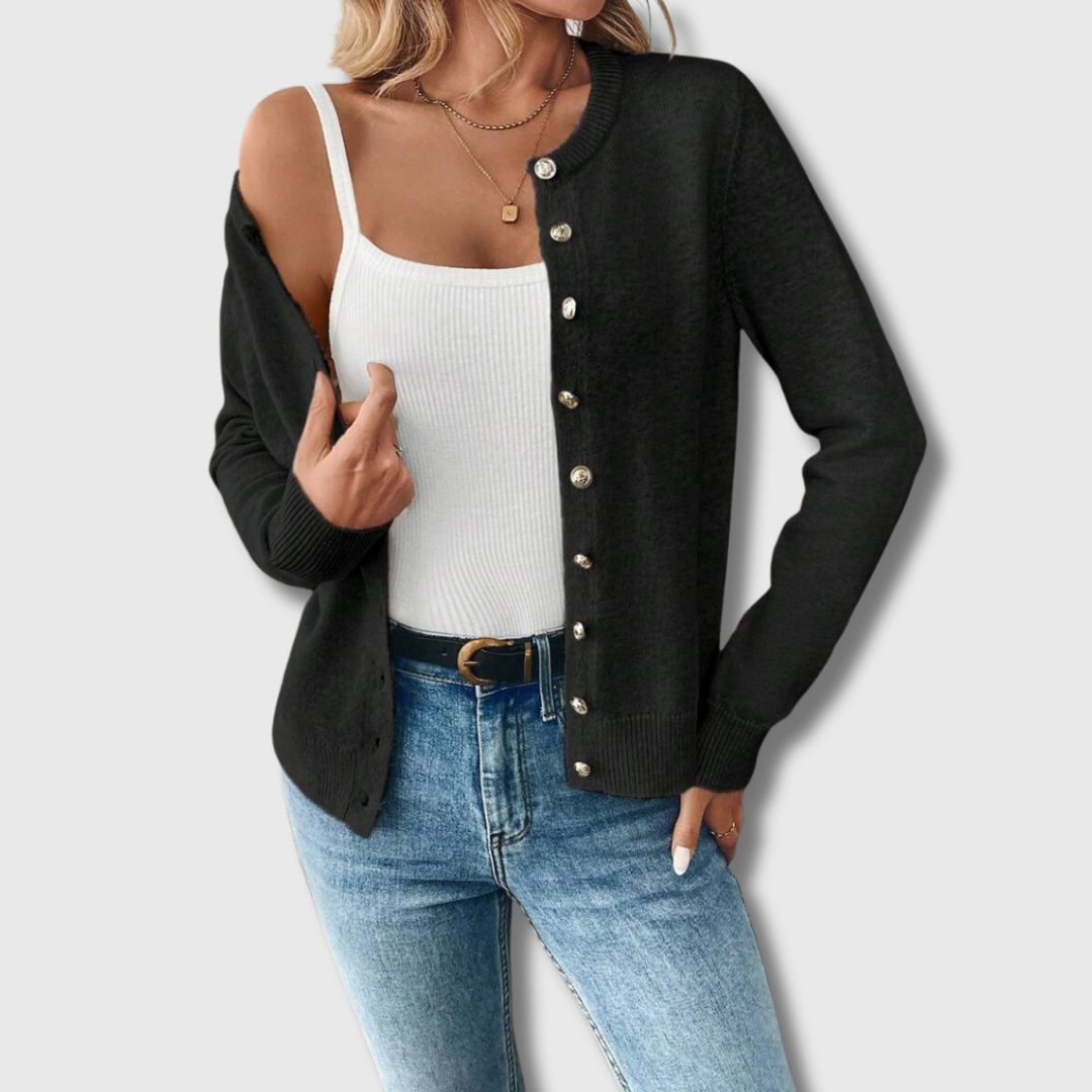 Johanne | Klassisk Cardigan med Perleknapper