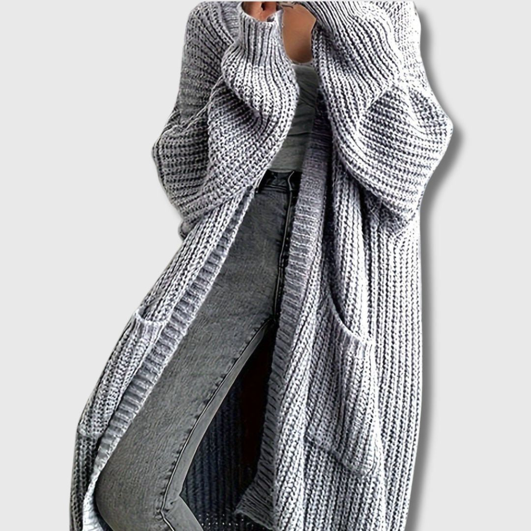 Maren | Lang Cardigan med Praktiske Lommer